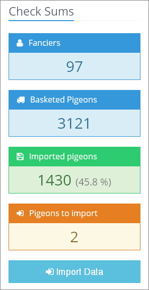 Importación y procesamiento de datos de llegadas de palomas de carreras